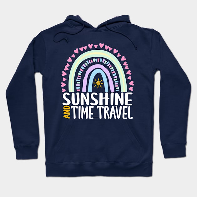 Sunshine and Time Travel Cute Rainbow Graphic for Womens Kids Girls Hoodie by ChadPill